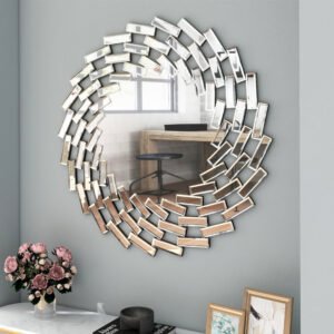 Freelon Sunburst Glass Round Wall Mirror Bathroom Mirror