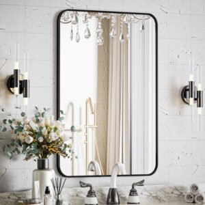 Jyun Safely Rounded Rectangle Metal Bathroom Mirror